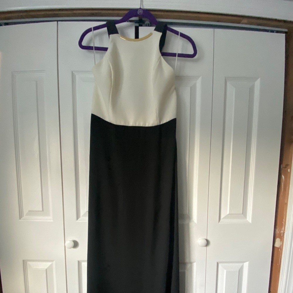 Express formal dress in black an cream